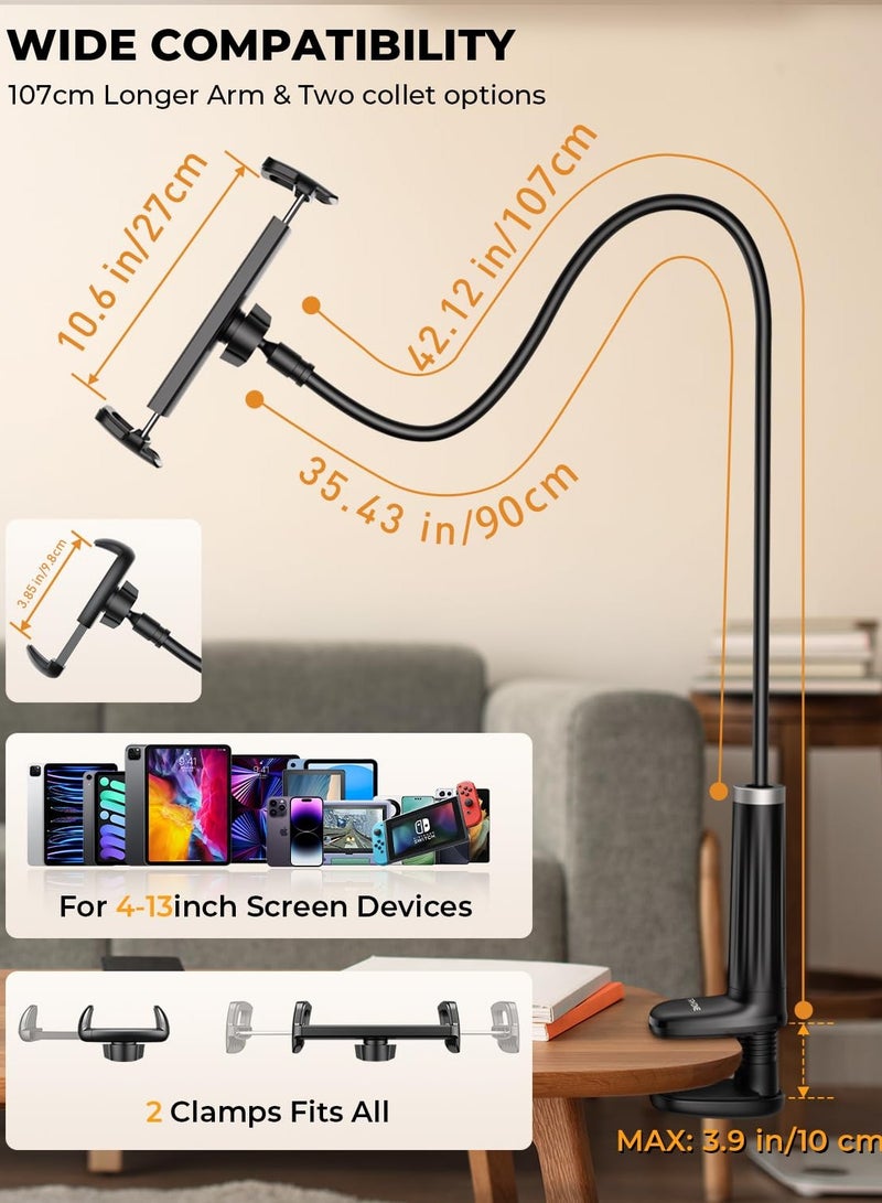 ELFSA 360 Degree Rotating Tablet and Phone Holder with Spiral Base Lazy Stand for Bedside Mobile Device Use Daily Home Office - Image 5