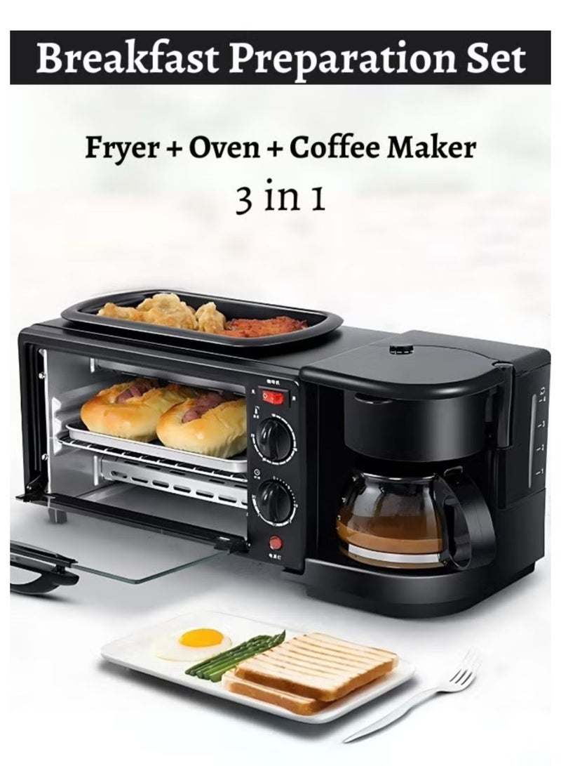 Denx 3-In-1 Multifunction Breakfast Set, Featuring an Oven, a Frying Pan, and a Coffee Maker - Image 2