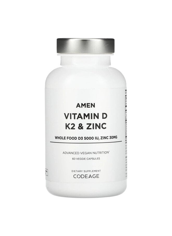 Codeage Amen, Vitamin D, K2 & Zinc, 60 Veggie Capsules  - Image 1