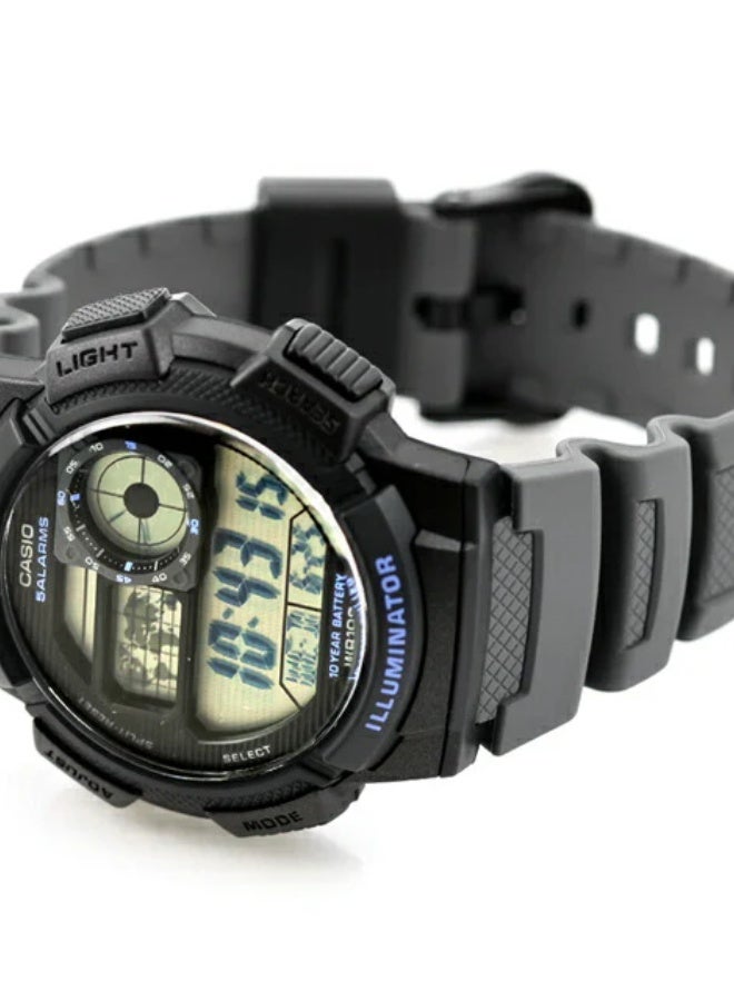 Casio AE-1000W-8AVDF Men's Digital Watch – 10-Year Battery World Time 31 Time Zones 100 m Water Resistant LCD Analog Sub Dial Stopwatch Timer Gray Resin Design - Image 5