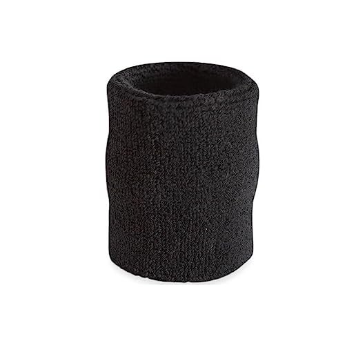 AMIFIT 5 x 3 Inch Sports Wrist Band Absorbent Sweatbands for Football Basketball Running Athletic Sports and Working Out, Pack of 1 (Black) - Image 1