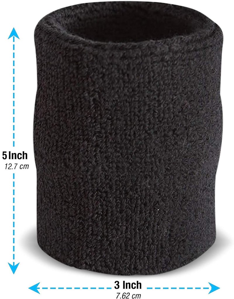 AMIFIT 5 x 3 Inch Sports Wrist Band Absorbent Sweatbands for Football Basketball Running Athletic Sports and Working Out, Pack of 1 (Black) - Image 4