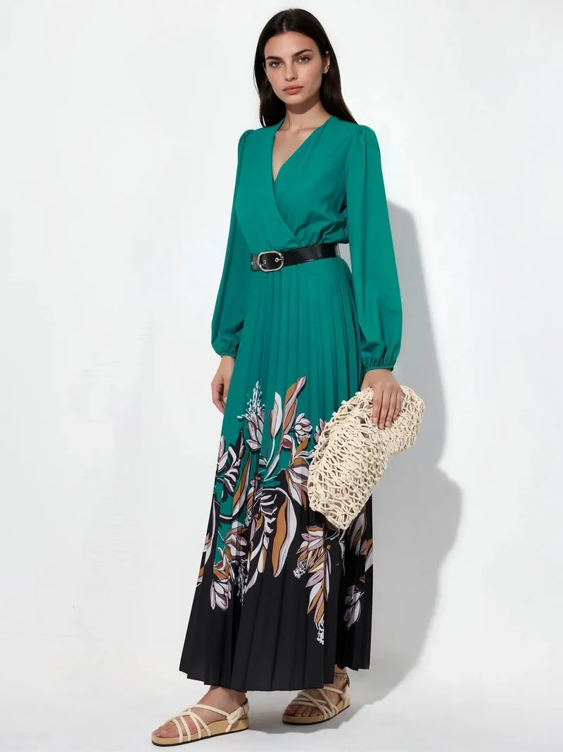 جينيفر Floral Midi Dress With Belt