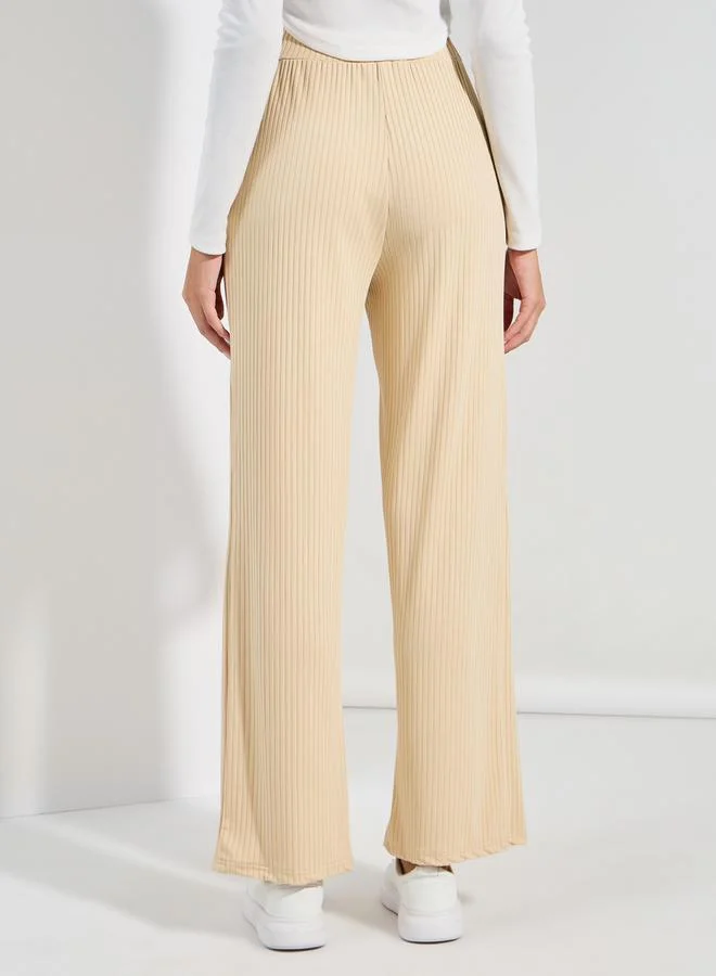 Styli Ribbed Relaxed Fit Full Length Pants