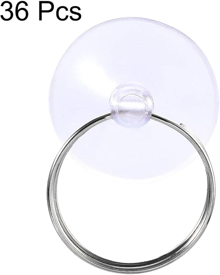 خطافات شفط من البولي فينيل كلوريد الشفاف قطر 25 مم مع حلقة معدنية عبوة من 36 للاستخدام في المطبخ - Image 4