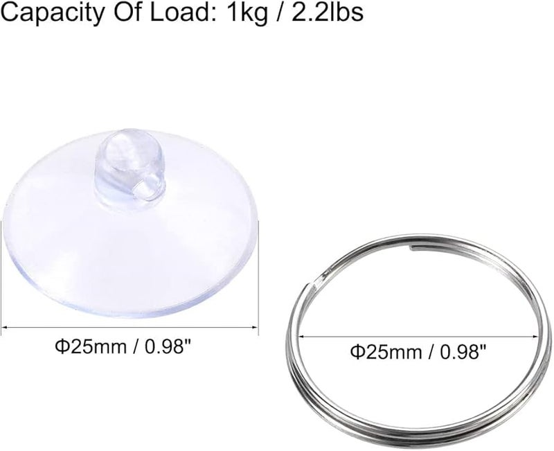 خطافات شفط من البولي فينيل كلوريد الشفاف قطر 25 مم مع حلقة معدنية عبوة من 36 للاستخدام في المطبخ - Image 3