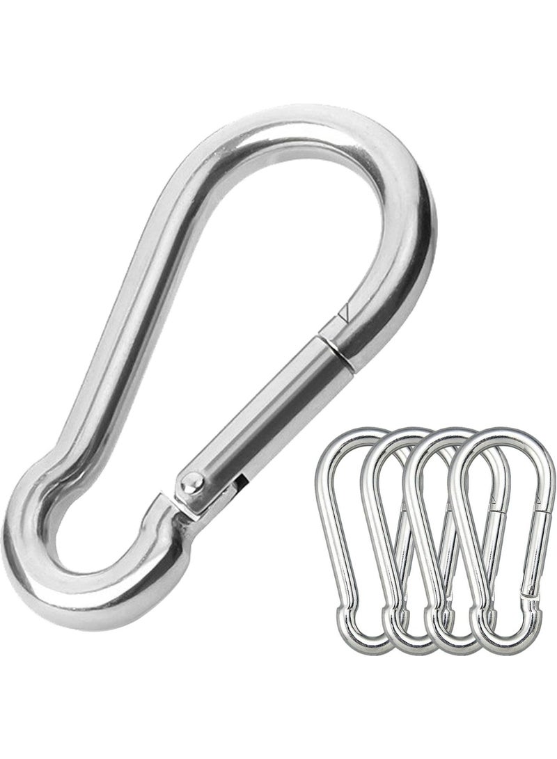 3.15in Large Carabiner Clips, 5PCS Stainless Steel Carabiner Heavy Duty, Spring Snap Hook, Locking Climbing Caribiners Clips for Gym, Plant Hanging, Outdoor Camping, Hiking. 600 lbs - Image 1