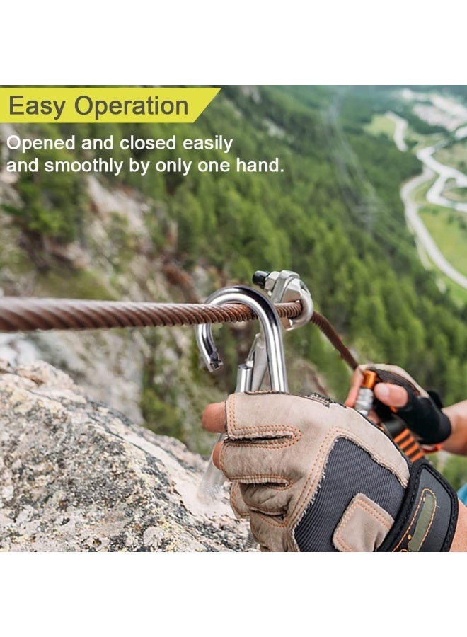 3.15in Large Carabiner Clips, 5PCS Stainless Steel Carabiner Heavy Duty, Spring Snap Hook, Locking Climbing Caribiners Clips for Gym, Plant Hanging, Outdoor Camping, Hiking. 600 lbs - Image 4
