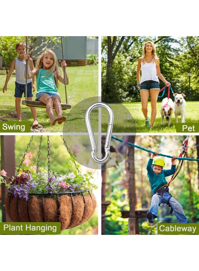 3.15in Large Carabiner Clips, 5PCS Stainless Steel Carabiner Heavy Duty, Spring Snap Hook, Locking Climbing Caribiners Clips for Gym, Plant Hanging, Outdoor Camping, Hiking. 600 lbs - Image 5
