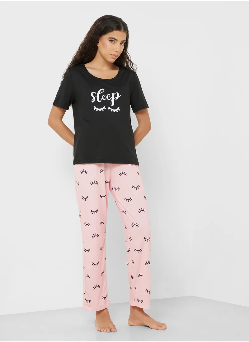Ginger Graphic Cotton T-Shirt & Pyjama Set