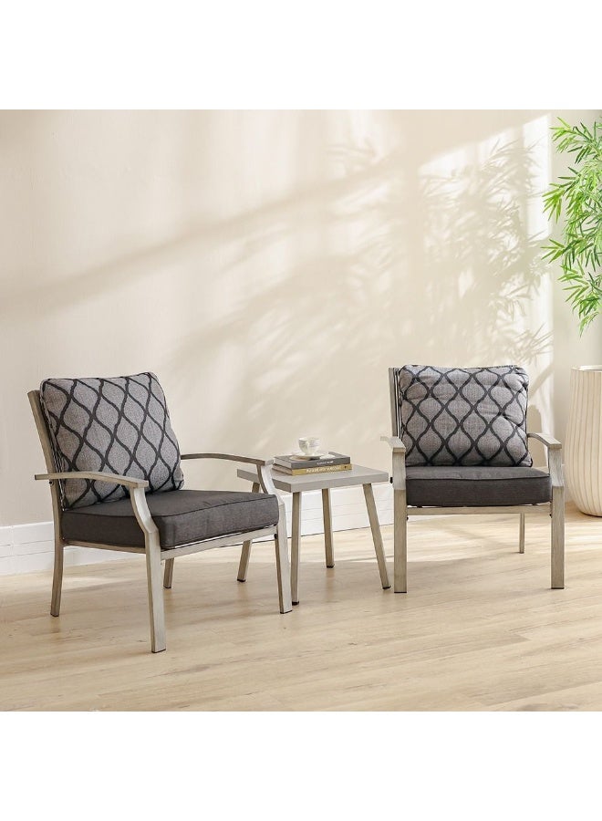 DANUBE HOME طقم شرفة Passion 1 + 2 مقعد | طاولة وكراسي | طقم بيسرو مكون من 3 قطع مع طاولة قهوة | أثاث بتصميم عصري للحدائق الخارجية - أبيض/رمادي - Image 1