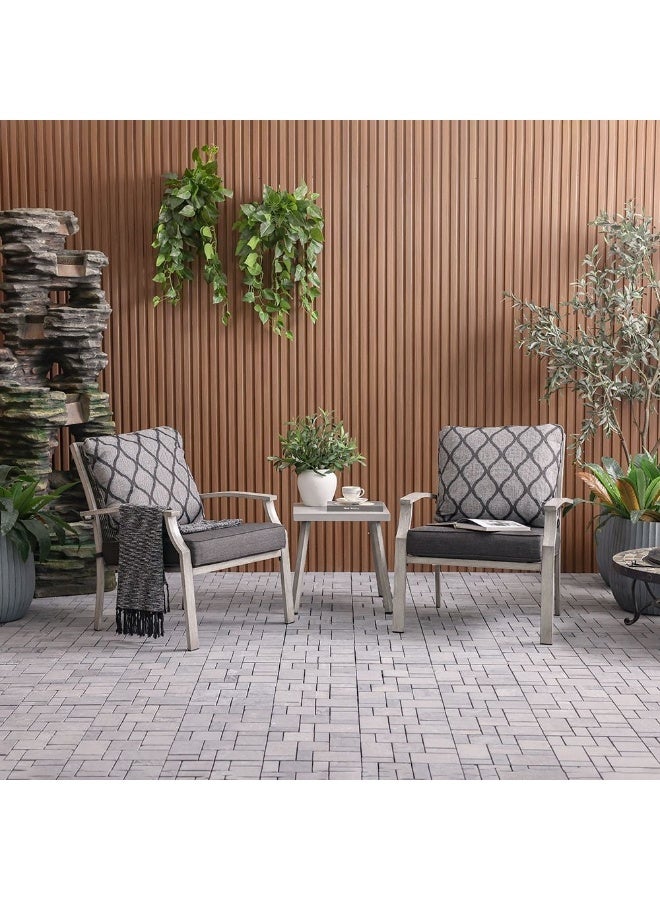 DANUBE HOME طقم شرفة Passion 1 + 2 مقعد | طاولة وكراسي | طقم بيسرو مكون من 3 قطع مع طاولة قهوة | أثاث بتصميم عصري للحدائق الخارجية - أبيض/رمادي - Image 2