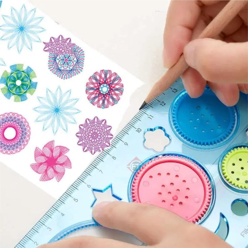 Firstly Pack of 5 Creative Gift Designer Spirograph Geometric Ruler Art and Craft Sets School Stationery Return Gift for Children Kids Students - Image 4