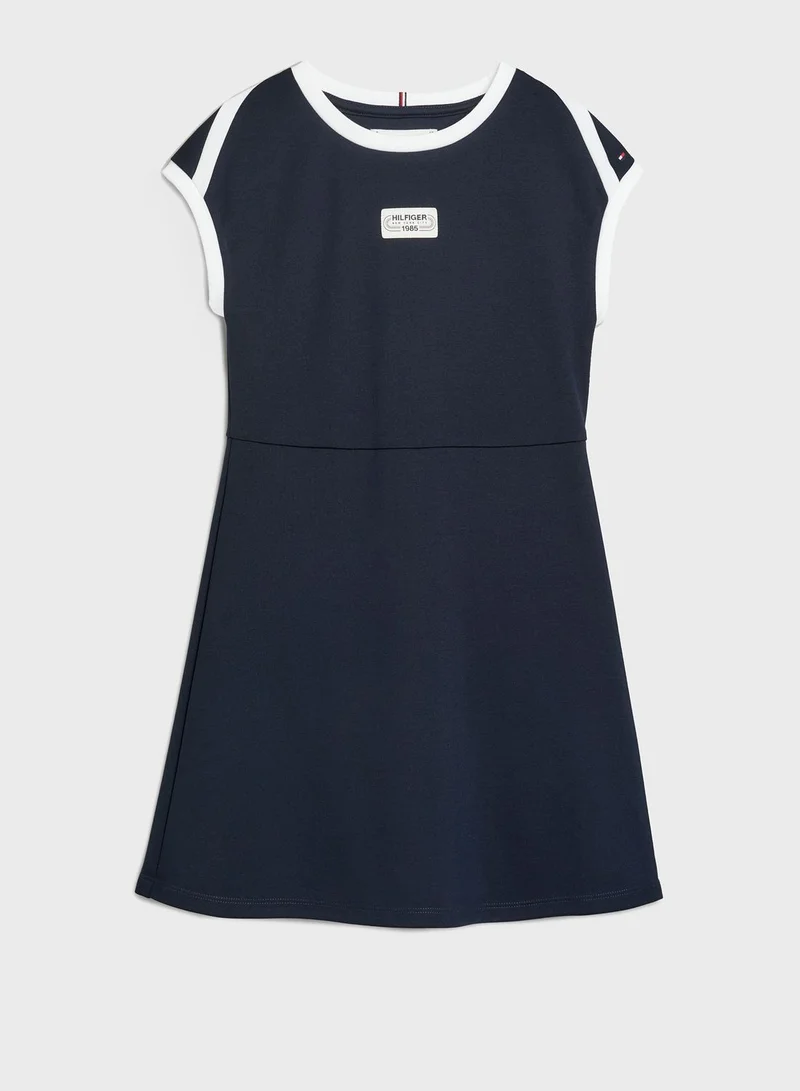 TOMMY HILFIGER Navy Trimmed Dress