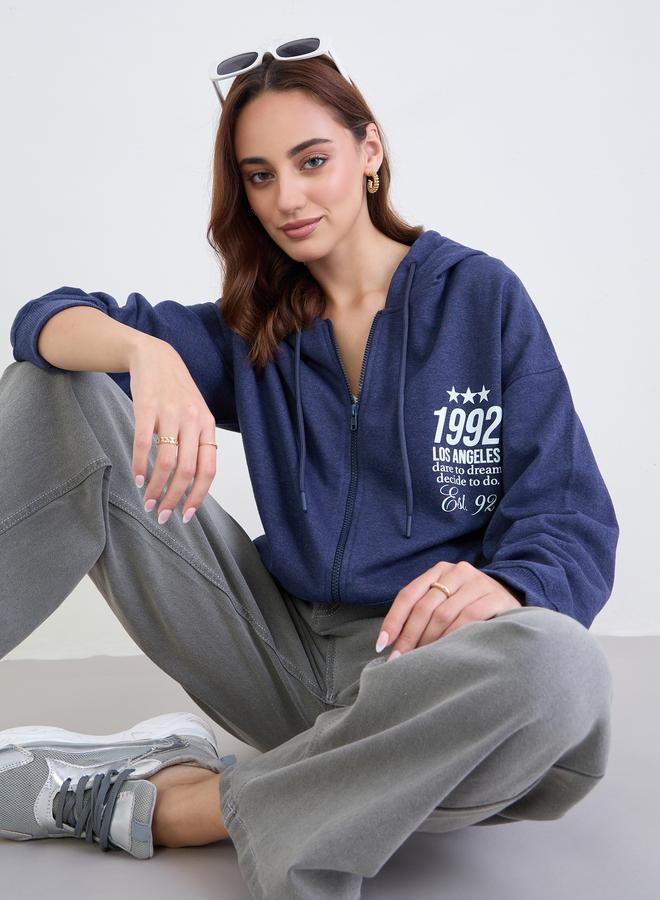 Styli Dark Blue Oversized Hoodie - Image 1