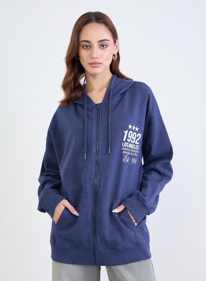 Styli Dark Blue Oversized Hoodie - Image 1