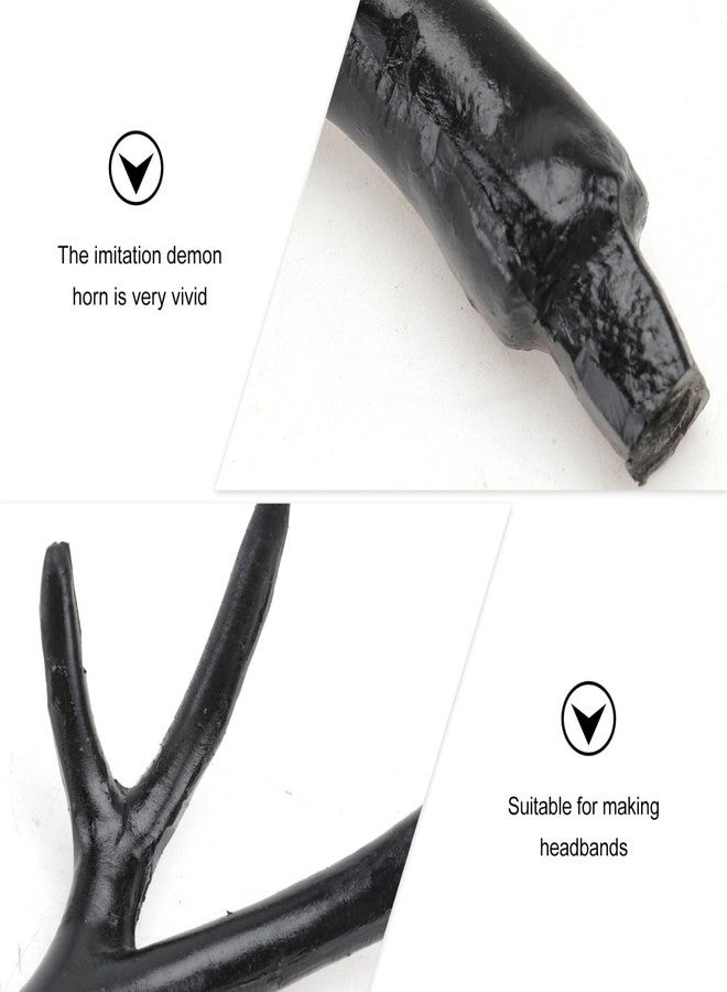 PRETYZOOM Diy Black Plastic Deer Horn Headband Pair Realistic Antler Headdress for Carnival Festival Costume Hair Decoration - Image 3