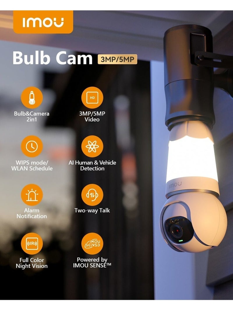 IMOU - Bulb Advanced Security Camera with 2K Clarity and Advanced Security Features to Care for Your Home 3MP AI Technology Privacy Mode Active Deterrence - Image 1