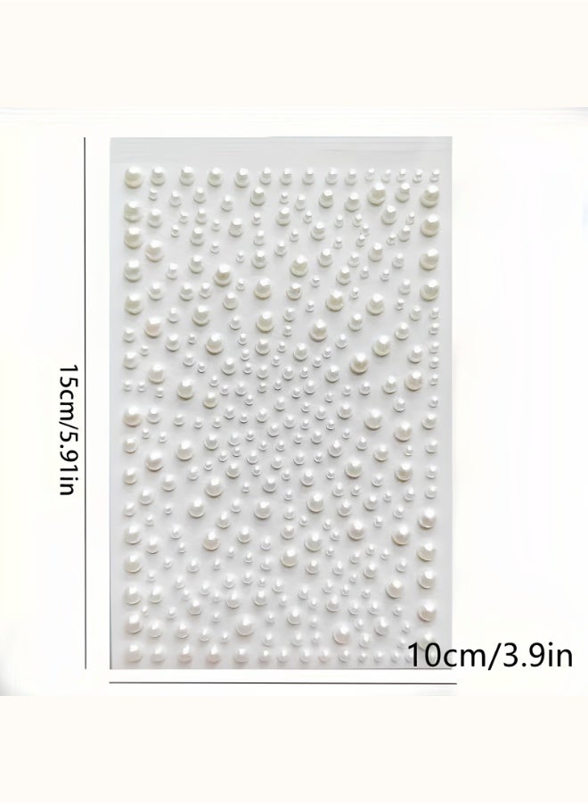 aeen 500pcs Self-Adhesive Flat Back Rhinestone Stickers, Glossy White Decorative Gems for Nail Art, Makeup, DIY Crafts and Home Decor, 3mm 4mm 5mm 6mm - Image 2