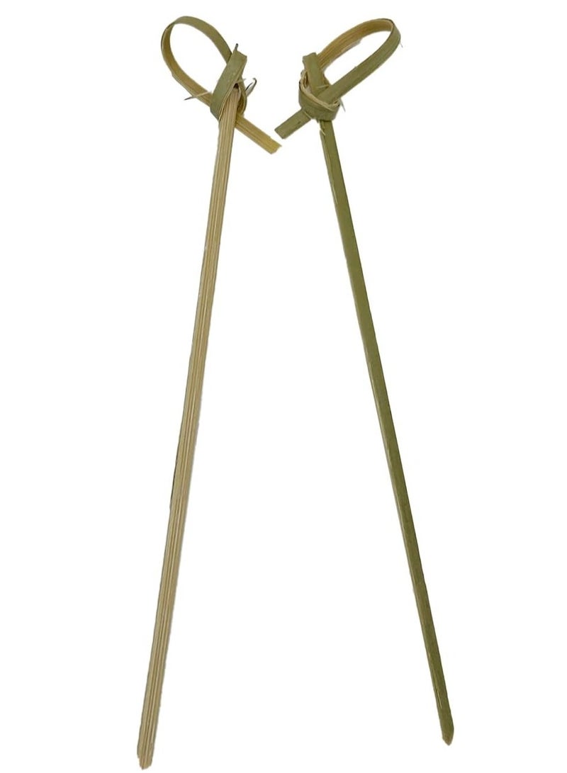 IDEAL PACK Bamboo Knotted Skewers – 12 cm | 100 Pack | Natural Eco-Friendly Disposable Picks for Appetizers, BBQ, Fruits, and Cocktails. - Image 1
