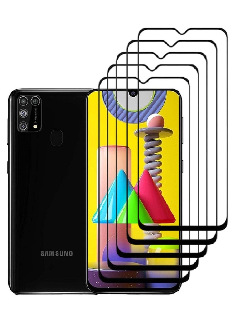 AINA 5 Pieces Tempered Glass Screen Protector 5D Designed For Samsung Galaxy M31 Full Glue Edge to Edge Full Screen Coverage And Bubble Free - Image 1