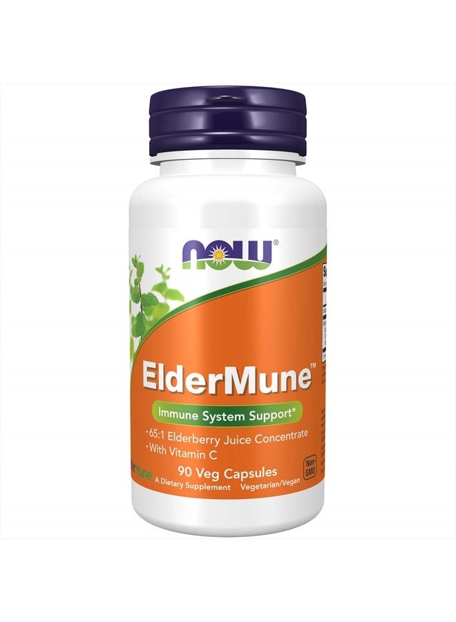 now Supplements, ElderMune 65:1 Elderberry Juice Concentrate With Vitamin C, Immune System Support, 90 Veg Capsules - Image 1