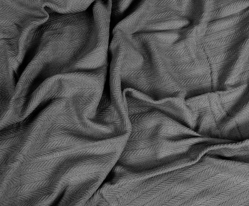 TIB® 100% Cotton Throw Blanket,127x152 cm, Throws for Sofa and Couch 3 Seater 300 TC with Fringes, (Grey) - Image 3