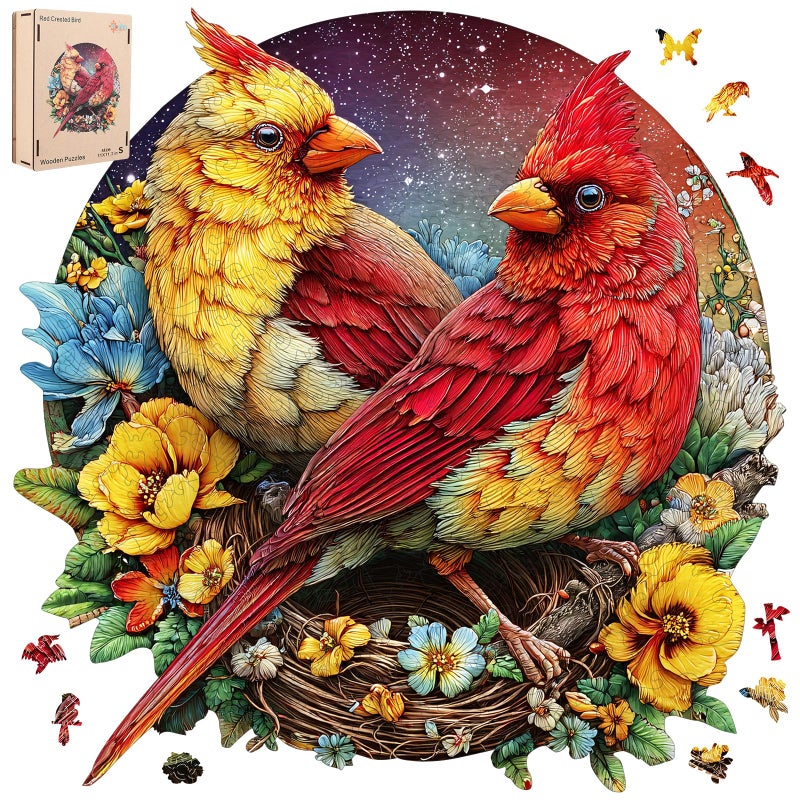 MEATRN Winter Cardinals Puzzles for Adults Fun Educational Wooden Puzzle Christmas Decorative Gift Relaxing Wood Puzzle Game for Family Friends 206 Pcs 11x112 in - Image 3