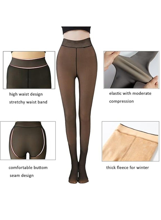 Women's Opaque Plush Lined Tights Winter Soft Warm Tights Female Stockings Velvet Bare Leg Artifact Plus Velvet Black Leggings  - Image 2