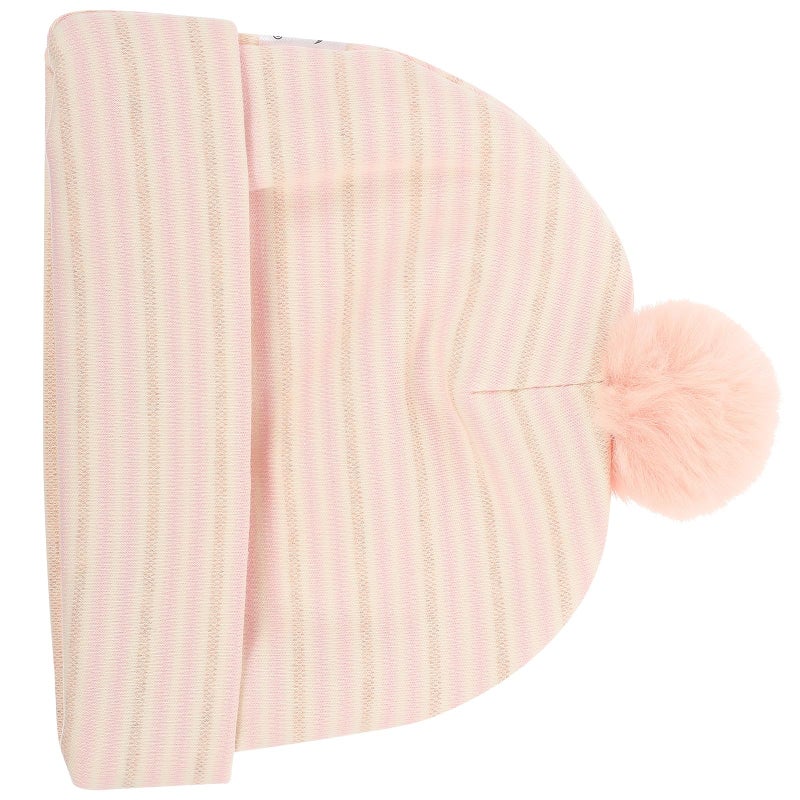 Pink Cotton Newborn Hat With Pom Pom Soft Winter Cap For 0 3 Months Boys - Image 2