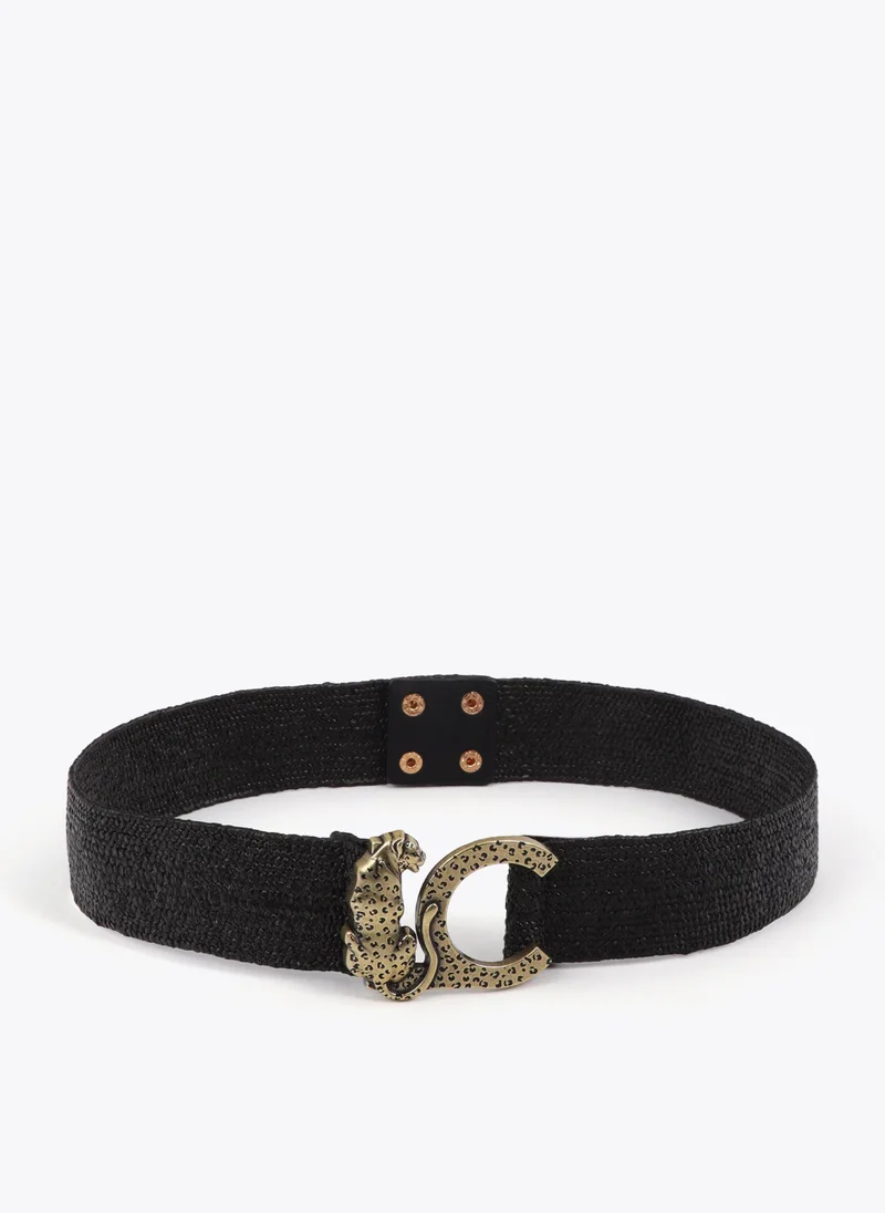 لولا كساديمونت Elastic Raffia Belt with Animal Logo