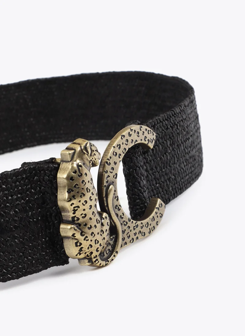لولا كساديمونت Elastic Raffia Belt with Animal Logo