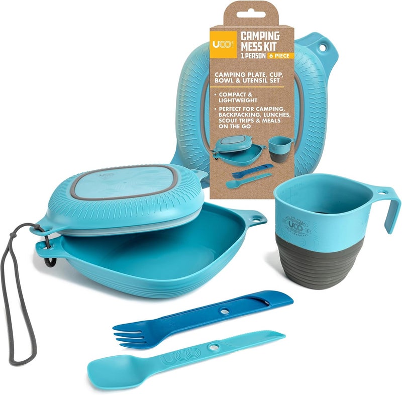 UCO 6-Piece Camping Mess Kit with Bowl, Plate, Camp Cup, and Switch Spork Utensil Set - Image 1