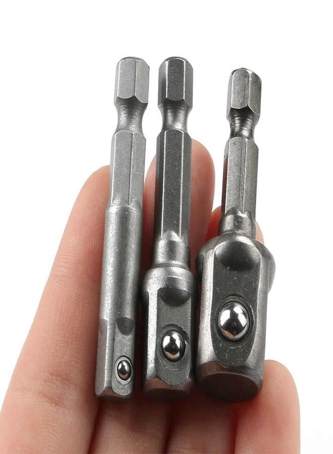 H9 3-Piece ¼” Hex Shank to Square Drive Socket Adapter Set - 1/4", 3/8", 1/2" Power Drill Extension for Quick Change Nut Driver, Socket & Wrench - CR-V Steel for Automotive & Home Repair 3 Piece Set - Image 5