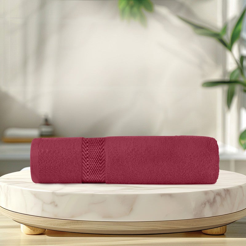 ريست REST  1PC Bath Towel 100% Cotton 70x140 cm , 27x55 inches Extra Large Burgundy 1PC Bath Towel Soft and High Absorbent Super Soft Quality Towel - Image 2