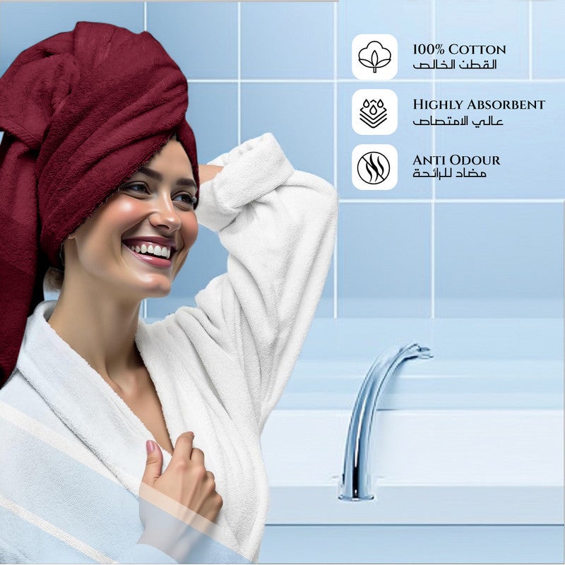 ريست REST  1PC Bath Towel 100% Cotton 70x140 cm , 27x55 inches Extra Large Burgundy 1PC Bath Towel Soft and High Absorbent Super Soft Quality Towel - Image 4