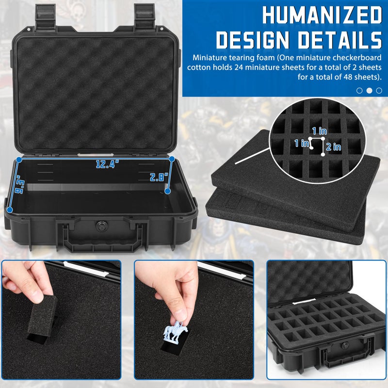 TORIBIO Miniature Storage Figure Case, Miniature Sturdy Hard Case 48 Slot Figurine Carrying Compatible with 40k D&D DND Minis and More - Image 2