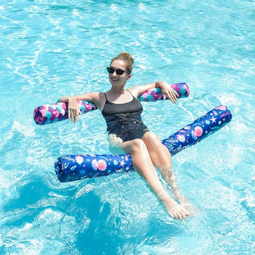 FindUWill Inflatable Swim Pool Noodles 2 Pack Soft Fabric Covered Large Swim Noodles Premium Buoyancy for Swimming Floating Pool Floats Toys for Pool Accessories Pool Noodles for Adults - Image 5