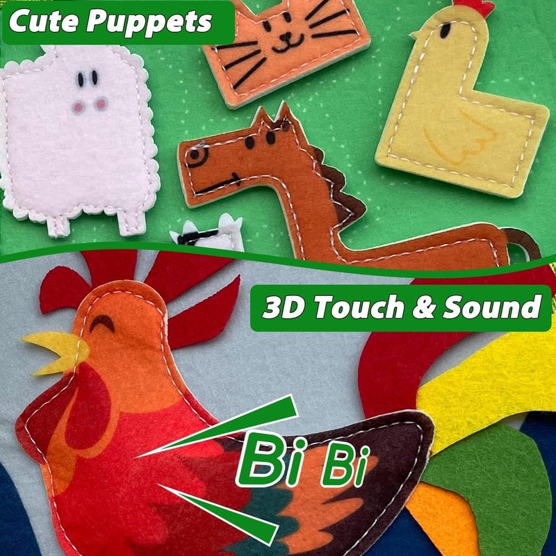 Moonmen Montessori Busy Book for Toddlers 1-3 - Farm Animals Quiet Busy Board for Boy Girl Gifts - Educational Activity Books Felt Learning Board Airplane Travel Toys (Farm B) - Image 5