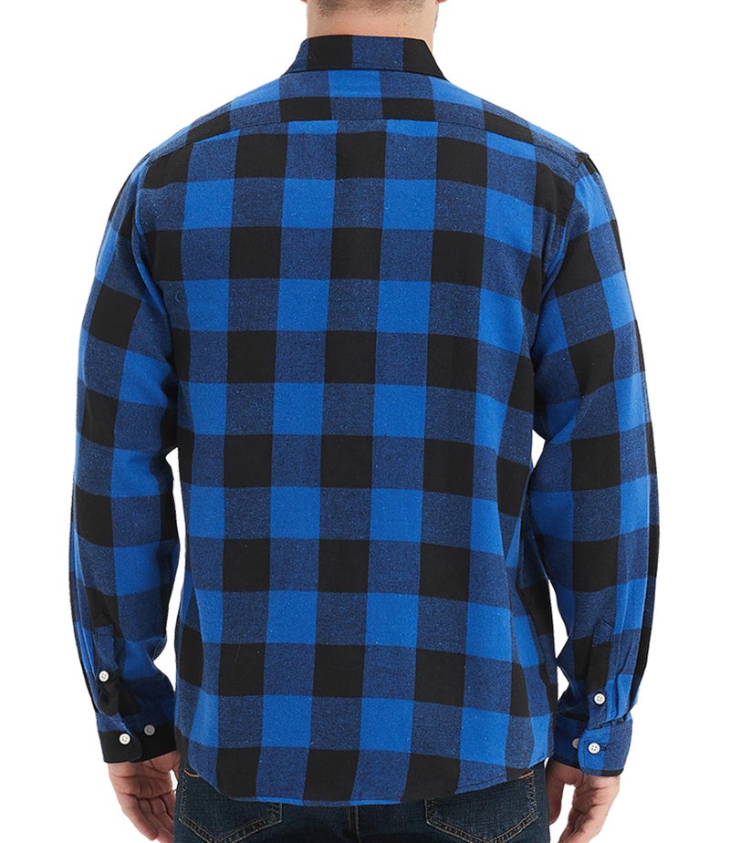 Kinglaman 3 Pack Mens Flannel Shirt Long Sleeve Plaid Shirts Casual Button Down Buffalo Plaid Checkered Cotton Jacket 1 Black-red 1 Black-Blue 1 Black-Gray X-Large - Image 4