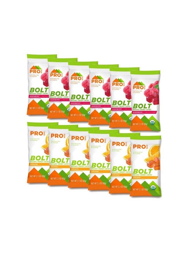 PROBAR Bolt Organic Energy Chews Orange And Raspberry Six Of Each Flavor Box Of 12 … - Image 1