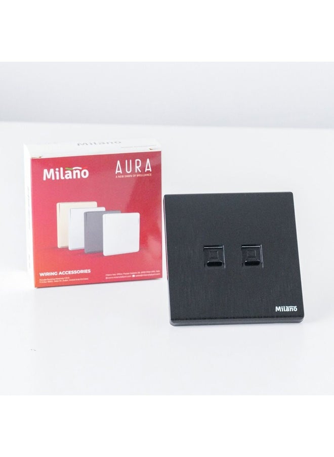 DANUBE HOME - Milano Dual Data Outlet Network Socket Insert Keystone Jack Faceplate For Home Appliances Computers Telephones Blk - Image 1