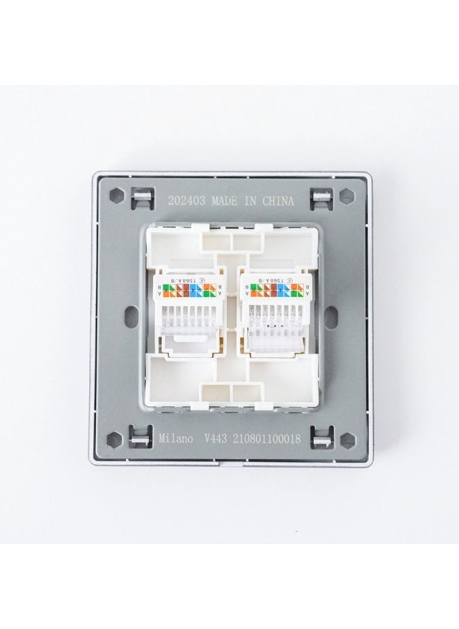 DANUBE HOME - Milano Dual Data Outlet Network Socket Insert Keystone Jack Faceplate For Home Appliances Computers Telephones Blk - Image 1