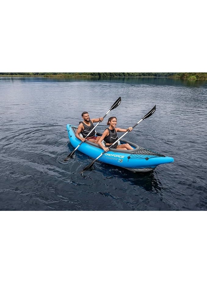 Bestway Hydro-Force Cove Champion X2 Two-Person Inflatable Kayak, Blue/Gray, with Paddles & Pump - Image 5