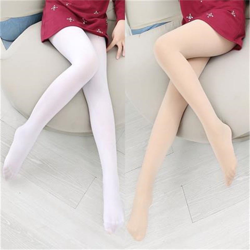 Girls' Pantyhose Fleece-Lined Thickened Leggings Outer Wear Children'S Dance Socks White Practice Baby'S Hooked Socks - Image 1