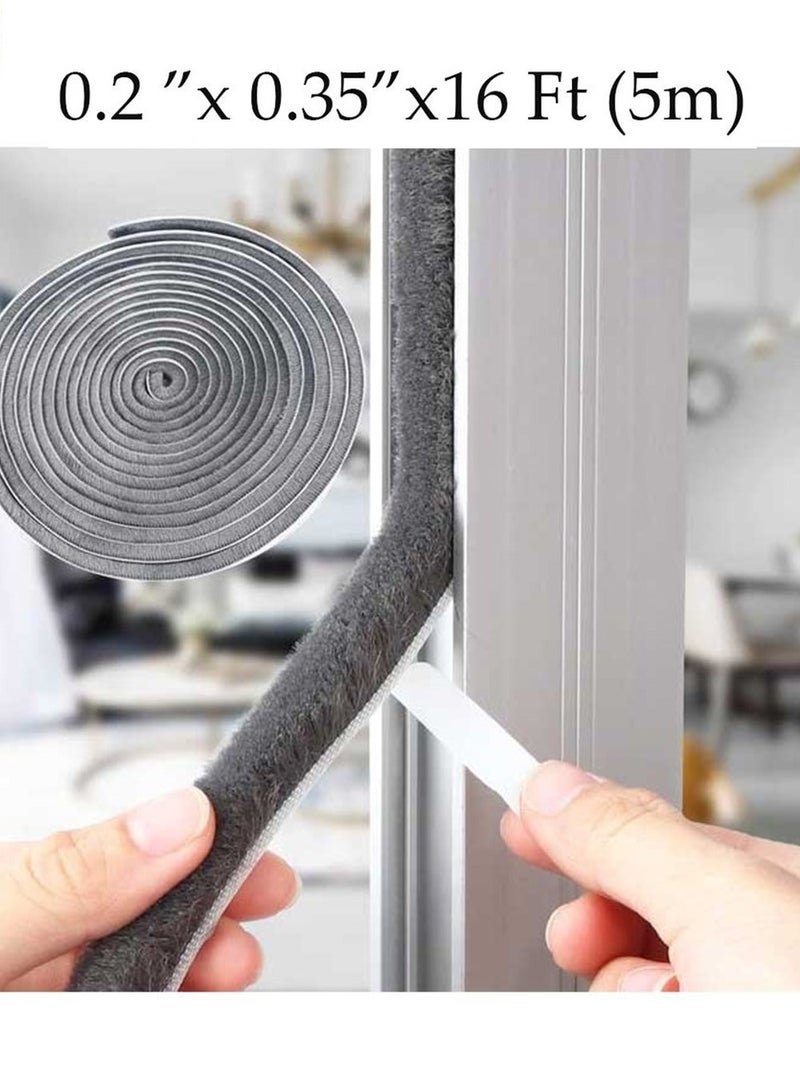 SYOSI 5M Self Adhesive Seal Strip Weatherstrip for Windows and Doors House Soundproofing,Windproof,Dustproof,Stronger Stickiness Gray - Image 1