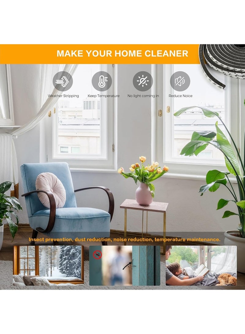 SYOSI 5M Self Adhesive Seal Strip Weatherstrip for Windows and Doors House Soundproofing,Windproof,Dustproof,Stronger Stickiness Gray - Image 4