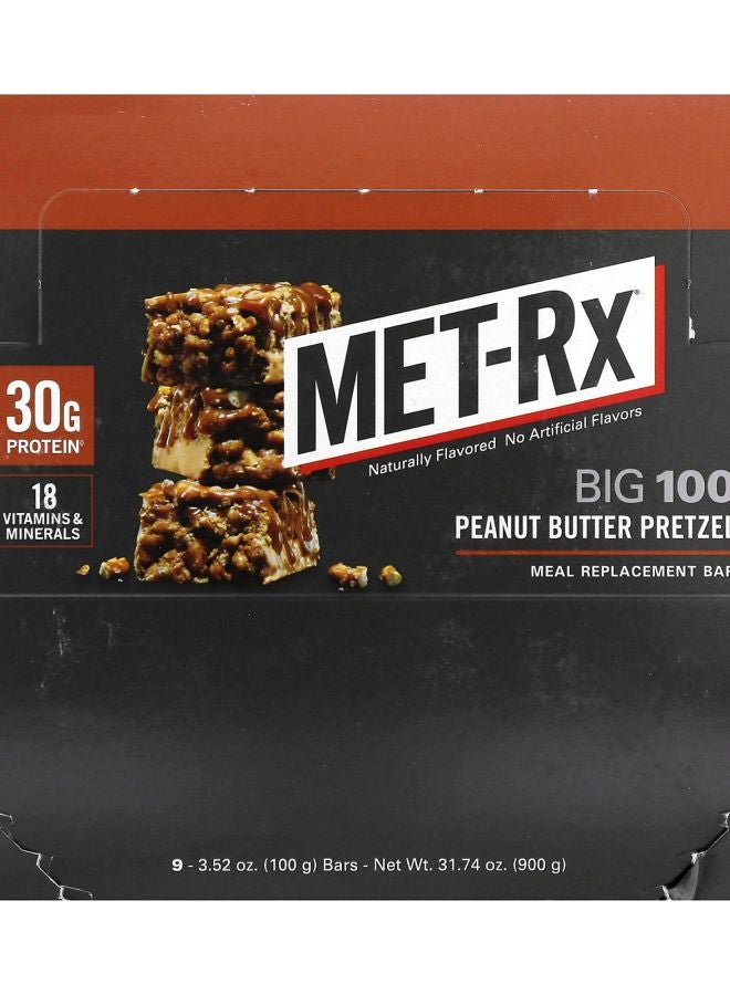 MET-Rx Big 100 Meal Replacement Bar Peanut Butter Pretzel 9 Bars 3.52 oz (100 g) Each