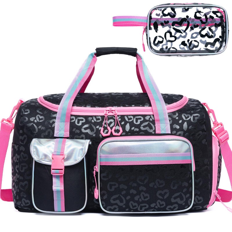 Oruiji Kids Duffle Bag Girls Gifts Overnight Bags for Girls Women with Makeup Bag Sleepover Gym Dance Bags for Kids with Shoes Compartment - Image 2