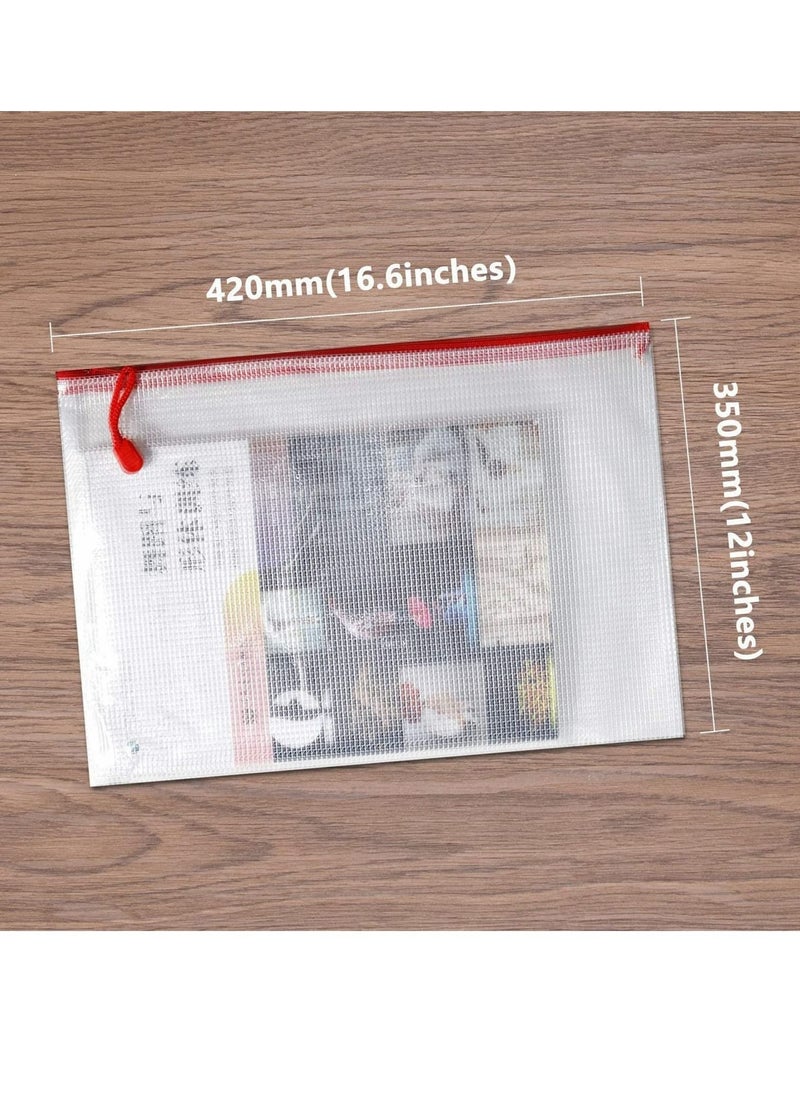 Excefore - Mesh Zipper Pen A3 Size 10Pcs for Office Supplies Waterproof Tear-Resistant Plastic File Colorful Document Bag Zip File Folders Pockets Travel Bags Zipper Pouches - Image 1